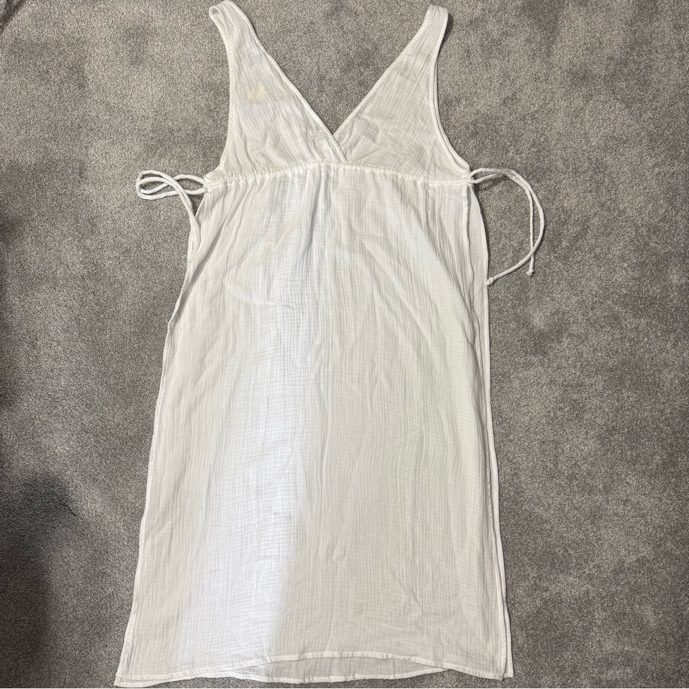Shade & Shore White Gauze V-Neck Tie-Side Sundress or Swim Coverup, size medium